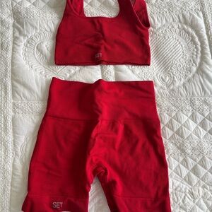 SET Active Red Sports Bra and Leggings Set